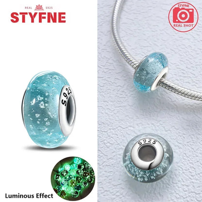 Echtes Sterlingsilber 925, Blumen-Charms, Glas, neue Original-Perle, bunt, Murano, passend für Original-Armbänder, DIY für Frauen, Schmuck, Geschenke
