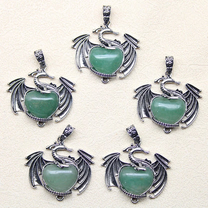 10 Stück bunte Drachen Naturstein Amethyst Quarz Kristall Herz Perle Anhänger für DIY Schmuck Halskette Anhänger Frauen Geschenke