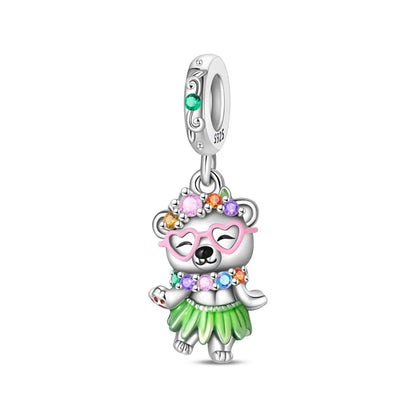 Exquisite Charm-Anhänger aus 925er-Sterlingsilber mit weißen Tigerperlen und Kaninchen-Barista-Anhänger, passend für Armbänder, niedliche Schmuck-Accessoires, Geschenke