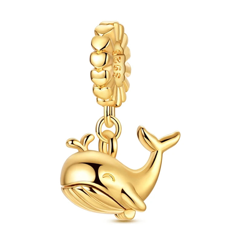 Glänzende, gekräuselte Drachenperlen aus 925er-Sterlingsilber und Löwenmedaille, baumelnder Charm, passend für Schlangenarmband, Boutique-Halskette, Goldanhänger, Geschenk