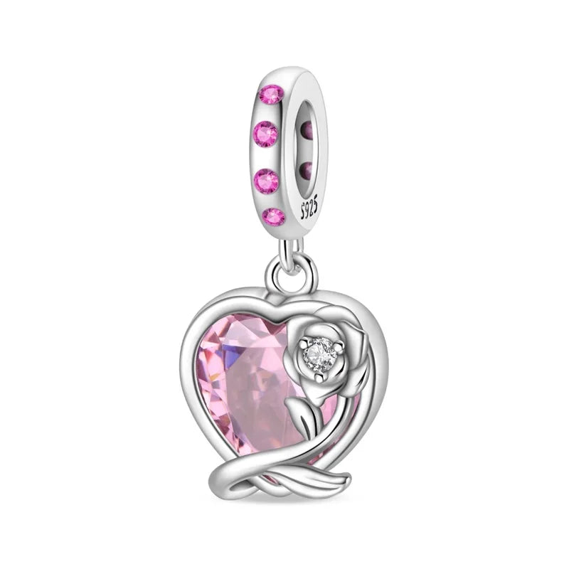 Heißer Verkauf 925er Sterlingsilber, rotes Herz und Pfeil, baumelnder Charm und blauer Murano-Glas-Delfine-Anhänger, passend für Armband, Modeschmuck