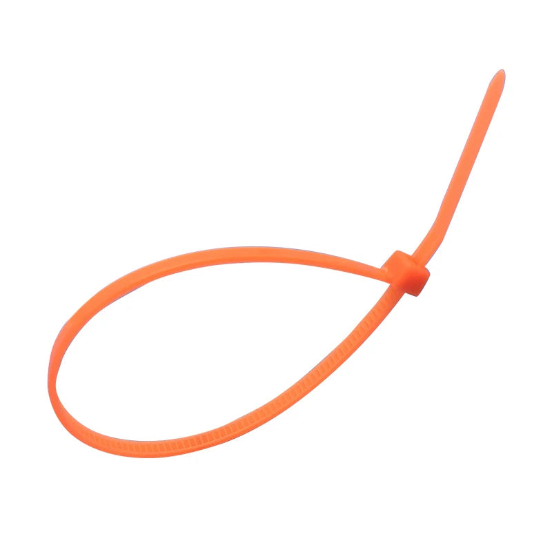 Selbstsichernder Kabelbinder, Farbe: Kunststoff, Nylon, Draht, Kabelbinder, 100 Stück, orange Kabelbinder, Befestigungsschlaufe, Kabelmanagementbinder