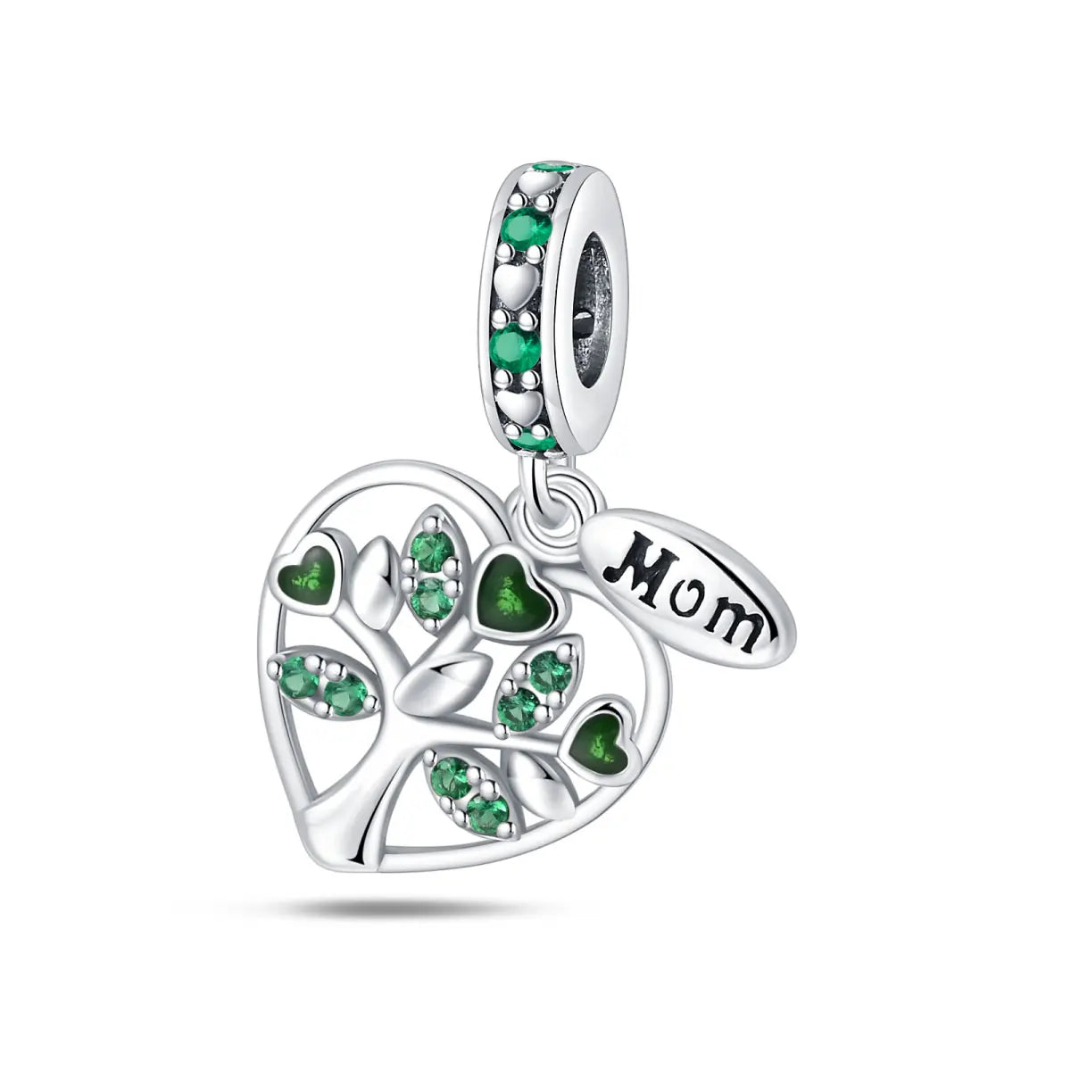 Anhänger aus 925er-Sterlingsilber, grüne Serie, Blumenbaum, Apfel-Anhänger, DIY, feine Perlen, passend für Original-Charms-Armbänder, Damenschmuck, Diy