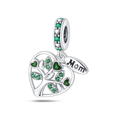 Anhänger aus 925er-Sterlingsilber, grüne Serie, Blumenbaum, Apfel-Anhänger, DIY, feine Perlen, passend für Original-Charms-Armbänder, Damenschmuck, Diy