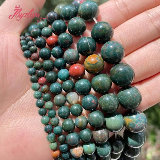 Natürliche Blutstein Heliotrope Runde Glatte Lose 4/6/8/10/12MM Stein Perlen für DIY Halskette Armbänder Schmuck Machen Strang 15"