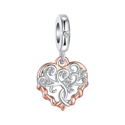 925 Sterling Silber Roségold Baum des Lebens Schmetterling Serie Charm Fit 4mm Blende Armband Charm Bead Halskette Diy Frauen Schmuck