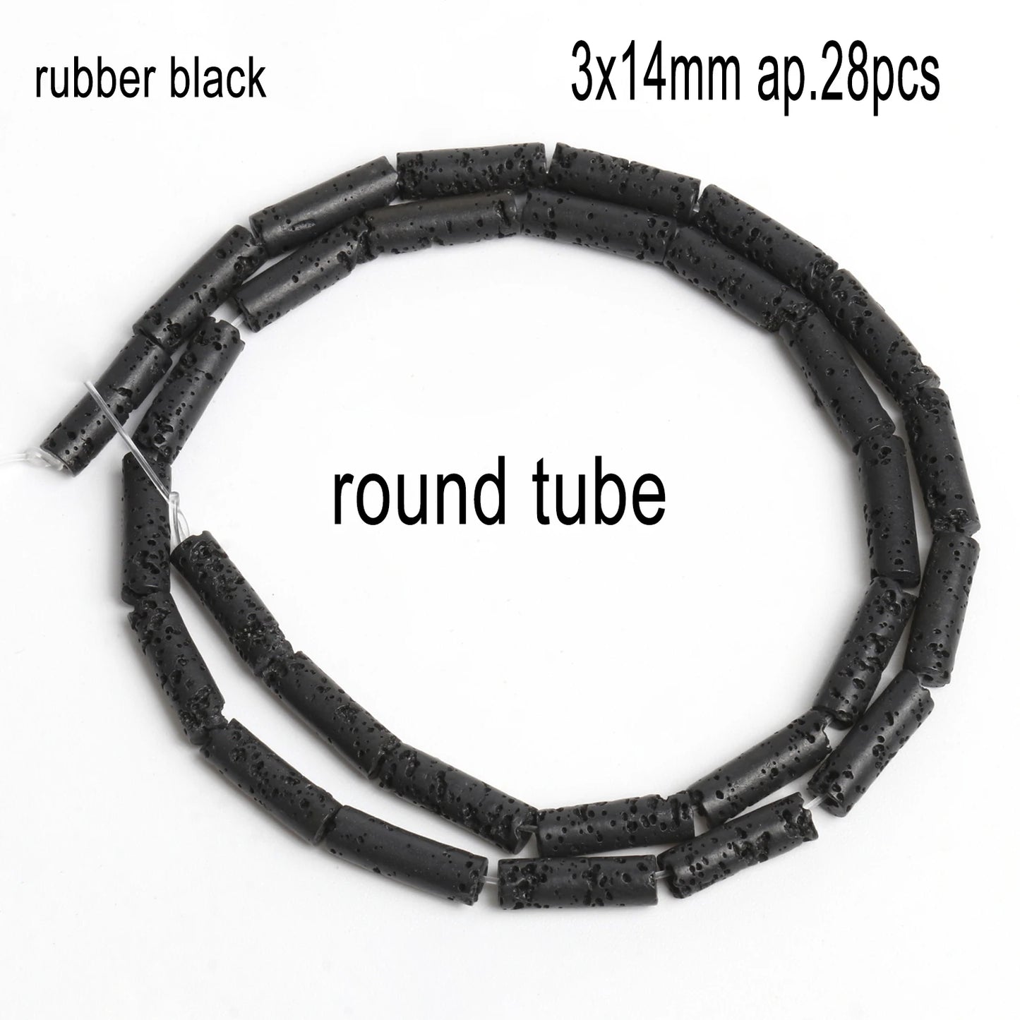 Schwarze vulkanische Lavagesteinperlen, Mineralperlen, Charms, Rohrwürfel, runde geometrische Formperlen für Schmuckherstellung, DIY-Armband