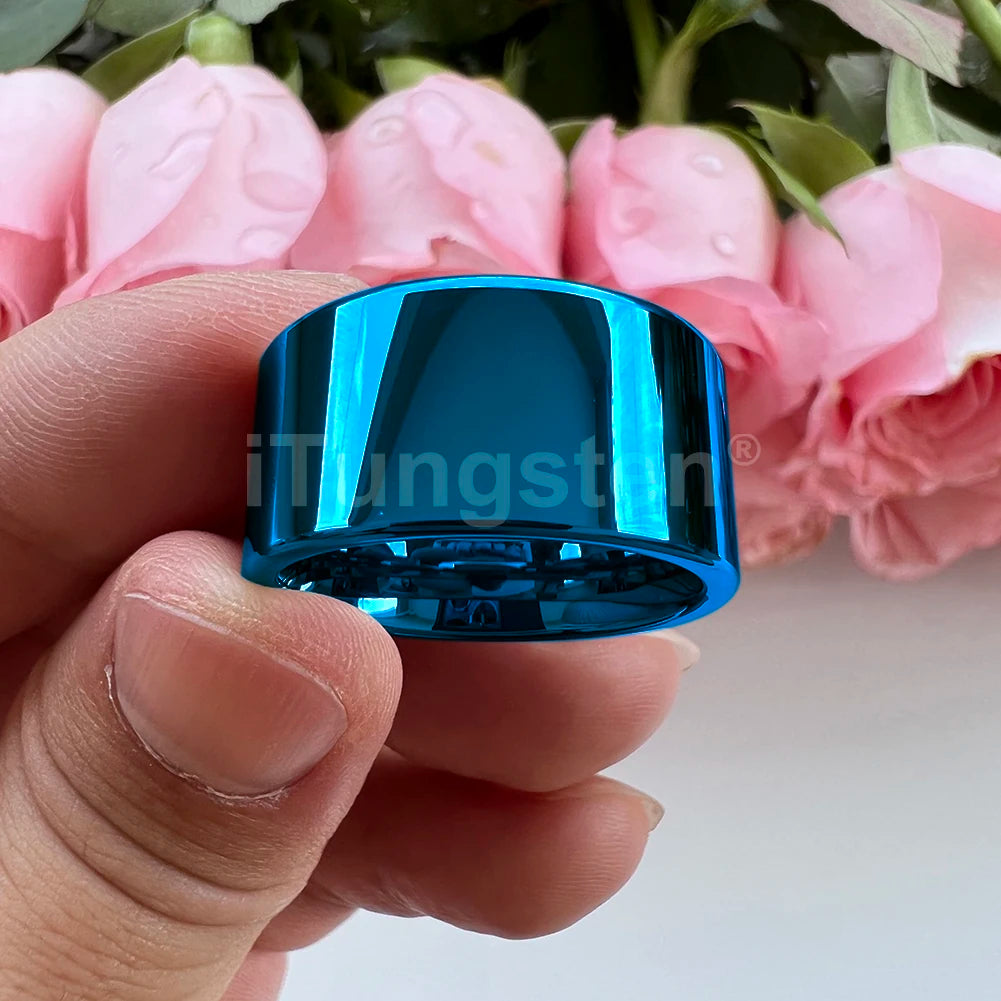 iTungsten 12mm Dropshipping Große Männer Ring Glänzende Wolfram Hochzeit Band Mode Schmuck Rohr Cut Poliert Komfort Fit