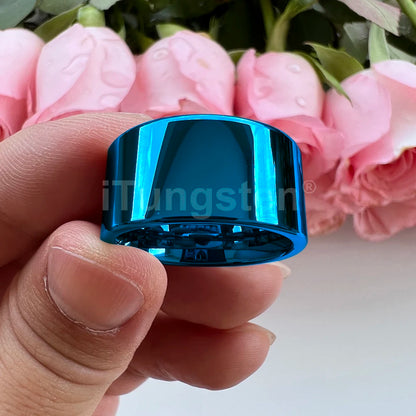 iTungsten 12mm Dropshipping Große Männer Ring Glänzende Wolfram Hochzeit Band Mode Schmuck Rohr Cut Poliert Komfort Fit