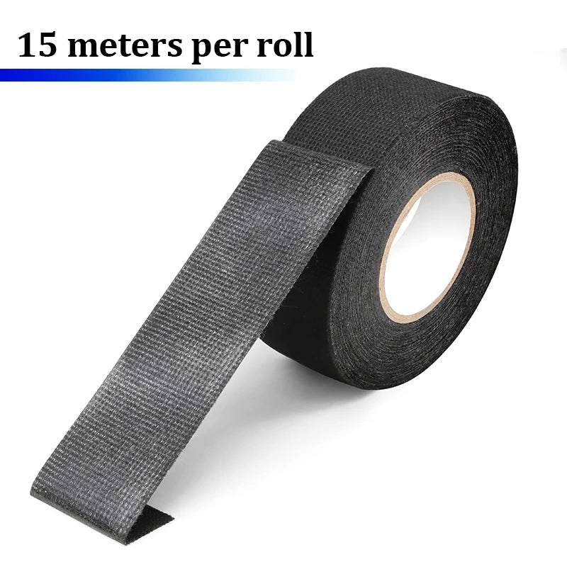 Schwarzes Hitzebeständiges Elektrisches Klebeband 9mm - 50mm Kabelbaum-Isolierband Automotive Stoffband Geräuschdämpfendes Klebeband