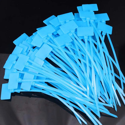 100–500 Stück bunte Nylon-Kabelbinder mit Etiketten, selbstsichernde Draht-Organizer, Kunststoff-Ringmarkierungen, Kabelbinder, Büro-Befestigungsgurte