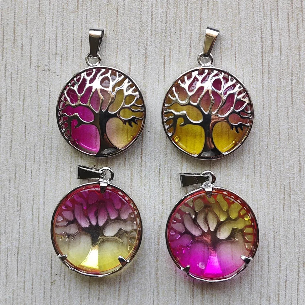 Großhandel 12 teile/los mode naturstein legierung baum des lebens mix Anhänger für halsketten schmuck zubehör machen schnelle versand