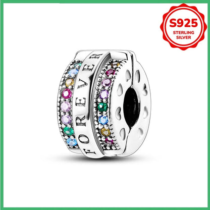 Kleeblatt-Schneeflockenfarbene Sicherheitsschnalle aus 925er Sterlingsilber für modische Damen-Charm-Perlen, geeignet für DIY-Armbänder
