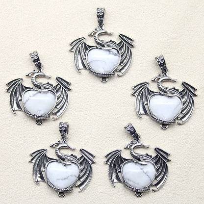 10 Stück bunte Drachen Naturstein Amethyst Quarz Kristall Herz Perle Anhänger für DIY Schmuck Halskette Anhänger Frauen Geschenke