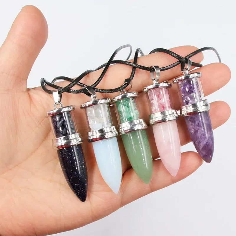 Naturstein Anhänger Halsketten Amethyst Kristall Edelstein Stein Quarz Kies kugelförmige Pendel Reiki Heil pendel