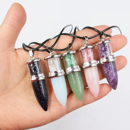 Naturstein Anhänger Halsketten Amethyst Kristall Edelstein Stein Quarz Kies kugelförmige Pendel Reiki Heil pendel