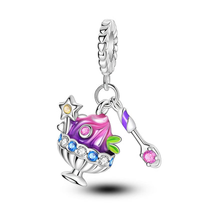 Versilberte bunte Charms-Perlen passen zu Original-Armreif, Einhorn, feuriger Drache, Anhänger, baumelndes Armband, DIY-Frauen-Schmuck, Geschenk