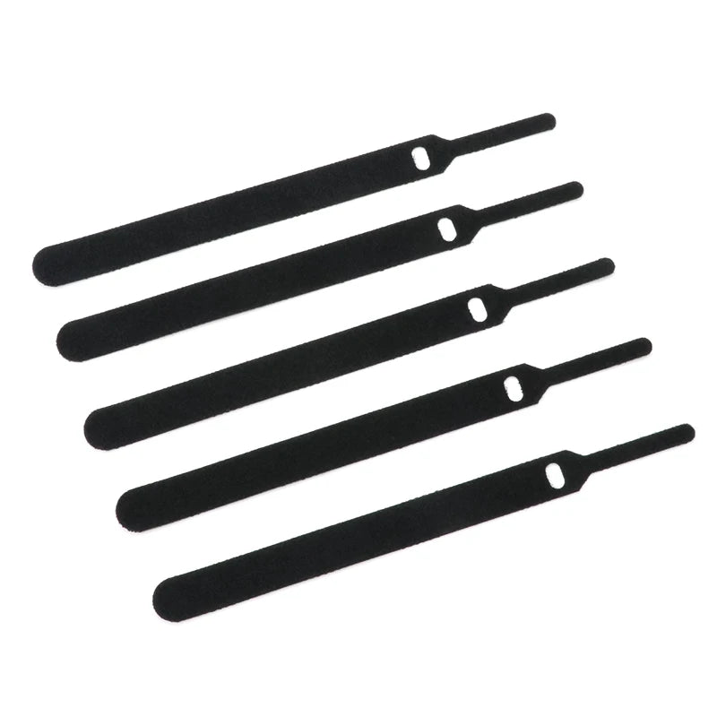 20 Stück schwarze Klettverschlussbänder, Kabelbinder, Kabelriemen, Nylon-Kabelbinder, Kabelorganisator, wiederverwendbares Befestigungsband