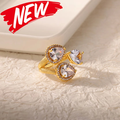 Luxus Edelstahl Ringe Vergoldet Bunte Stein Zirkon Kristall Herz Ring Für Frauen Hochzeit Boho Schmuck Weihnachtsgeschenk
