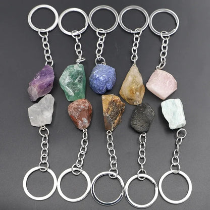 1-2 cm natürlicher roher Erz-Schlüsselanhänger, Edelstein, Quarz, Fluorit, Citrin, Amethyst, unregelmäßiger Stein, Anhänger, Charms, Schmuckherstellung, Zubehör