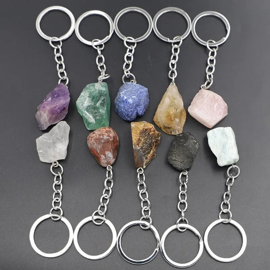 1-2 cm natürlicher roher Erz-Schlüsselanhänger, Edelstein, Quarz, Fluorit, Citrin, Amethyst, unregelmäßiger Stein, Anhänger, Charms, Schmuckherstellung, Zubehör