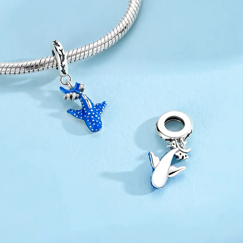 Original Charms Bead Anhänger 100 % 925 Sterling Silber Herz Delphin leuchtender Walhai Charm passend für Armband Armreif Schmuck Geschenk