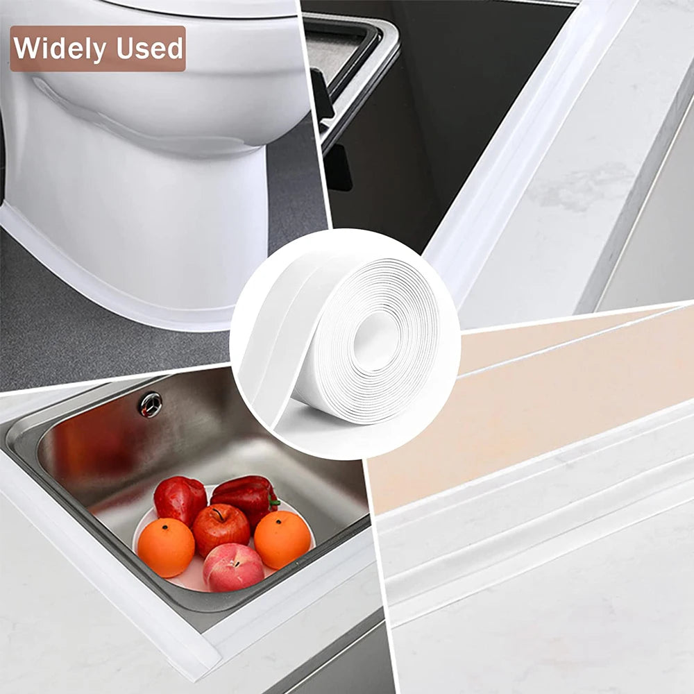 Selbstklebendes Dichtungsband aus PVC, ölbeständig, für Küchenspüle, Kantenabdichtungsband, wasserdicht, für Badezimmer, Toilette, Eckwandaufkleber