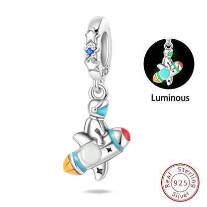 100 % 925 Sterling Silber Mode Raumfahrt Sammlung Rakete Astronaut Charms Perlen passen Qikaola Original Armband DIY Schmuck
