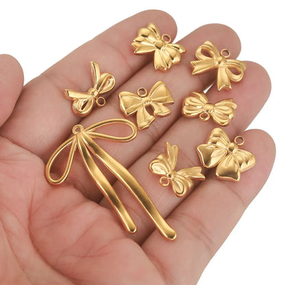 5 Stück Edelstahl Charms Bogen Charm vergoldet Charm DIY Ohrringe Armband Schmuckherstellung Materialien Handwerk Großhandel Bulk