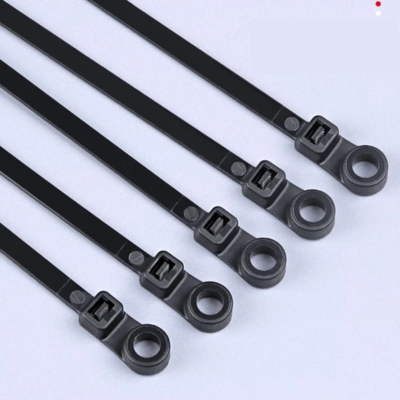 100/1000 Stück Kabelbinder mit Schraubenloch, wiederverwendbar, feste Nylon-Kabelbinder, selbstsichernde Kabelbinder, Riemen, Befestigungsschlaufe, Büro-Organizer