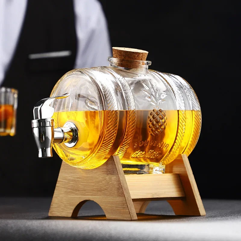 1l Glas Weinfass Alkohol und Honig Vorrats behälter mit Basis Haus und Bar liefert