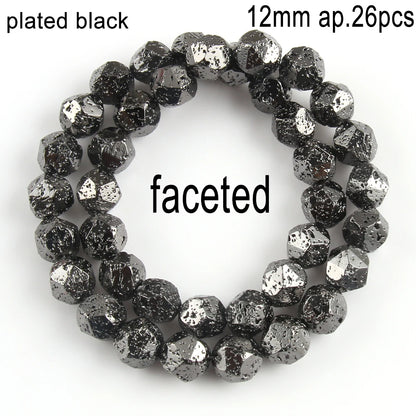 Schwarze vulkanische Lavagesteinperlen, Mineralperlen, Charms, Rohrwürfel, runde geometrische Formperlen für Schmuckherstellung, DIY-Armband