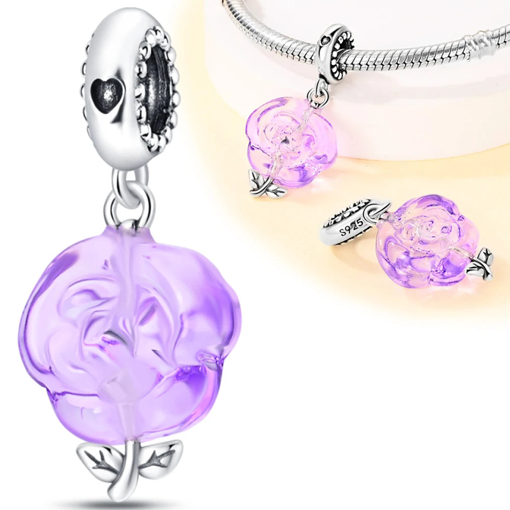 Bunter Schmetterlings-Quasten-Charm-Anhänger aus 925er-Sterlingsilber mit Perlen, passend für Original-Armbänder aus Silber für die Schmuckherstellung von Frauen