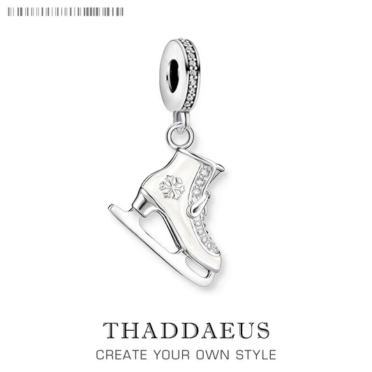 Schlittschuh-Anhänger, 925er-Sterlingsilber, sportliches Weihnachtsgeschenk für Damen und Herren