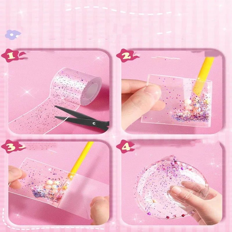 Nano Kleber DIY Blow Bubble Nano Tape Nano Kleber Doppelseitiges Klebeband Nano Tape Sticky Ball Tape DIY Handwerk Band Spielzeug Kinder