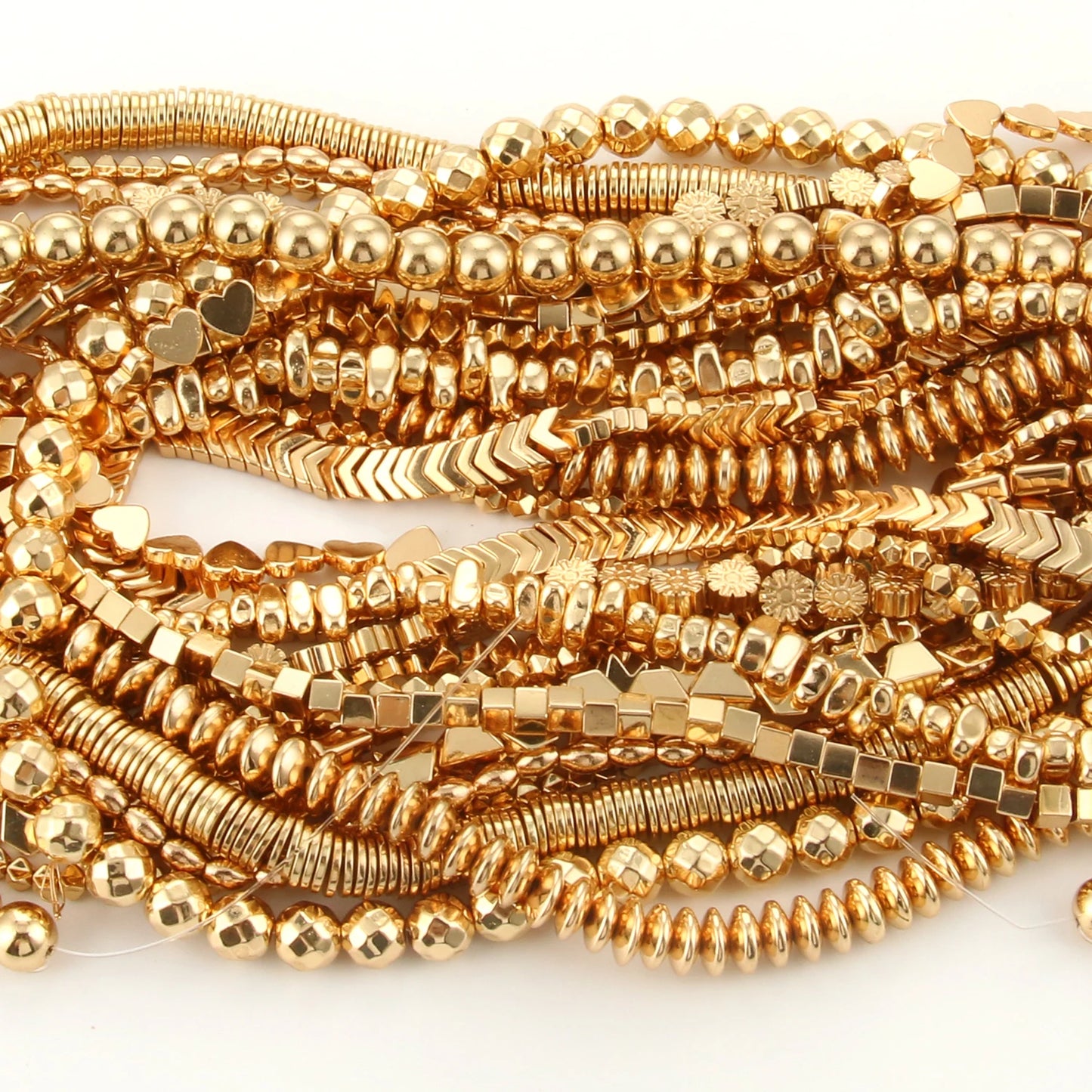 Natürliche 14k vergoldete Hämatitperlen unregelmäßige runde Herzwürfel Rondelle Spacer Perlen für Schmuckherstellung Diy Armband Halskette