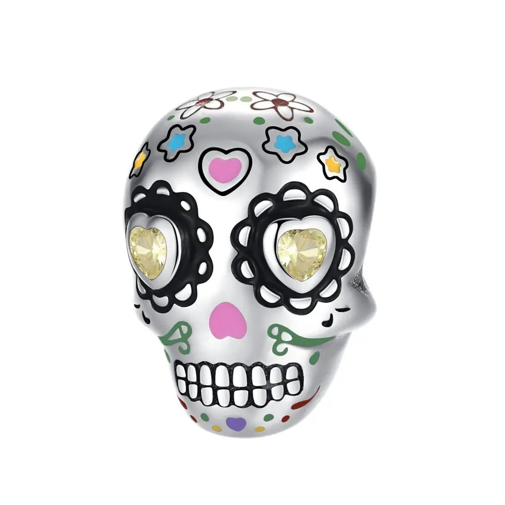 Atemberaubender Geisterrosen-Perlen aus 925er-Sterlingsilber und Spinnen-Seidenschädel-Anhänger, passend für Armbänder, Halloween-Anhänger, Accessoires, Geschenke