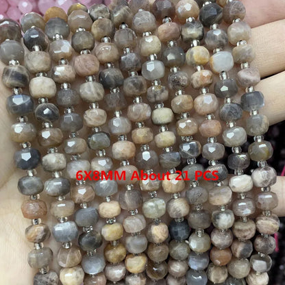 Natürliche Sonnenstein Edelsteine Unregelmäßige Facettierte Rondelle Runde Lose Spacer Perlen Für Schmuck Machen DIY Armband Halskette Zubehör