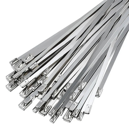100 Stück Edelstahl-Kabelbinder, Auspuffband, beschichtete, verriegelbare Metall-Kabelbinder, multifunktionale, verriegelbare Auspuff-Kabelbinder