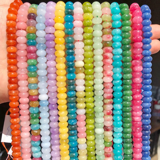 5x8mm Natürliche Abacus Rondelle Jade Quarz Perlen Stein Flache Runde DIY Charms Armbänder Lose Perlen Für Schmuck Machen liefert