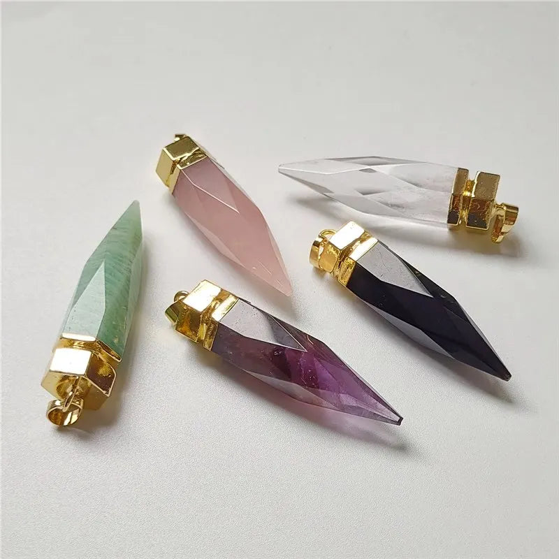 Fuwo 1pcs Natur kristall Spike Anhänger, für die Schmuck herstellung pd085gm