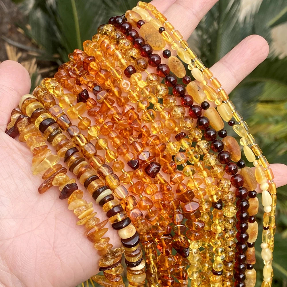 Natürliche Stein Bernstein Runde Unregelmäßige Chip Rohr Rondelle Platz Lose Perlen Für Schmuck Machen DIY Armband Zubehör 15"