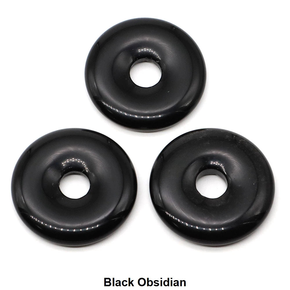 30 mm Donut-Naturstein, Heilkristall, Amethyst, Amazonit, Achat, Quarz, Edelstein für Kunsthandwerk, Zubehör, Glücksgeschenke