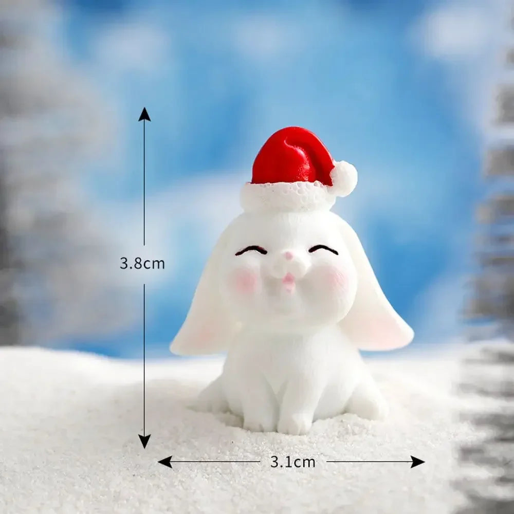 Figuren Miniatur Niedlicher Schneemann Hase Weihnachtskaninchen Mikrolandschaft Ornament Schreibtischzubehör Feengarten Heimdekoration