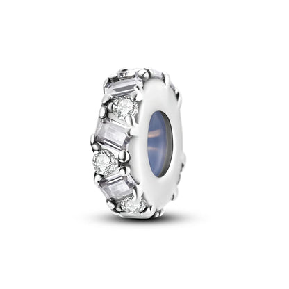 Silber-Charm, 925er-Sterlingsilber, Clip-Charms, Sicherheitsketten-Charm, CZ-Pavé, runde Clip-Perlen, passend für Original-Armbänder, Schmuckherstellung