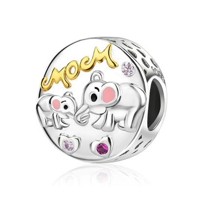 Heißer Verkauf 925er Sterlingsilber, bunter und funkelnder Elefant, baumelnder Charm für Armband, schöner Schmuck, Accessoires, Geschenke