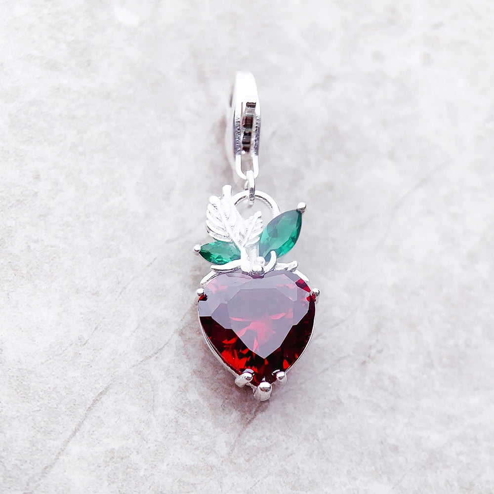 Charm-Anhänger Erdbeere 925er Sterlingsilber Romantisches Geschenk Schmuck Accessoires für Frauen