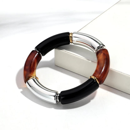 Retro Bernstein Unregelmäßige Geometrische Acryl Armbänder für Frauen Boho Statement Harz Stapelbare Armband Armreif Paar Schmuck Geschenke