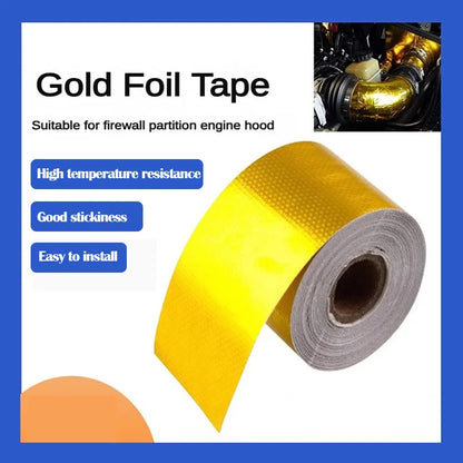Gold 2-Zoll-Auto-Ansaugsystem, Aluminiumfolie, mit Baumwolle umwickeltes Tuch, reflektierende Thermobarriere, selbstklebende goldene Isolierung aus Baumwolle