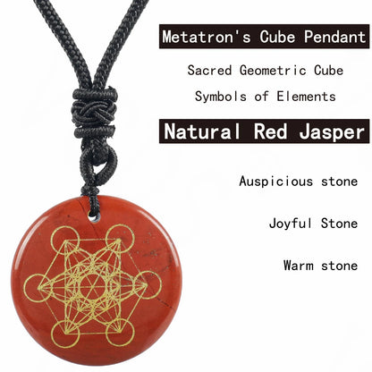 Natürlicher Kristallstein, Metatronwürfel, mehrdimensionale Anhänger, Mythologie, Engel, geheimnisvolle göttliche Symbole, Reiki-Energie-Halsketten
